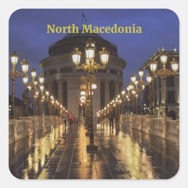 Skopje, North Macedonia Square Sticker (Front)