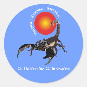 Skorpion 24. Oktober bis 22. November Aufkleber Classic Round Sticker