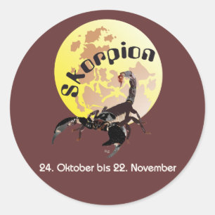 Skorpion 24. Oktober bis 22. November Aufkleber Classic Round Sticker