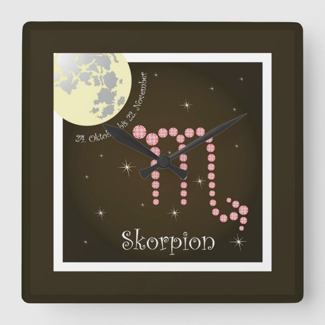 Skorpion 24. Oktober bis 22. November Uhr Square Wall Clock (Front)