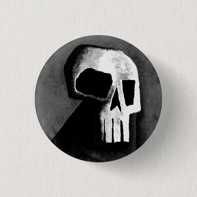 Skull 15-Grey 1 Inch Round Button (Front)