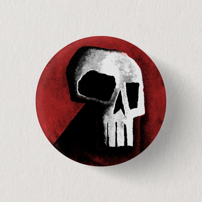 Skull 15-Red 1 Inch Round Button (Front)