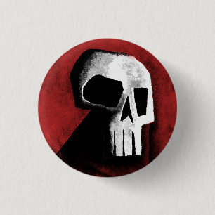 Skull 15-Red 1 Inch Round Button