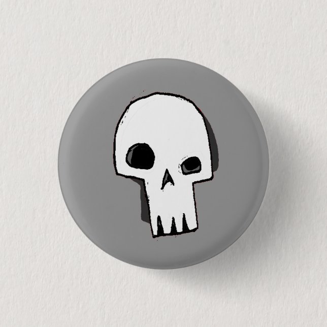 Skull 16-Grey 1 Inch Round Button (Front)