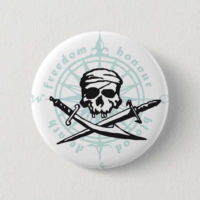 skull 2 inch round button (Front)