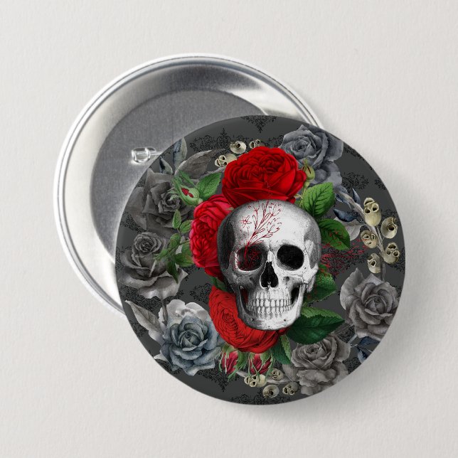 Skull 3 Inch Round Button (Front & Back)