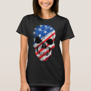 Skull 4th July American Flag - Independence Day T  T-Shirt
