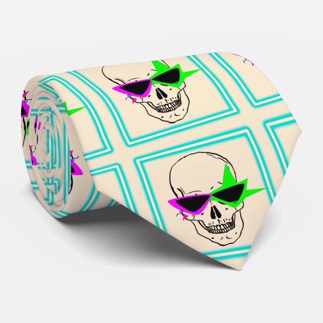SKULL 80S STYLE TIE (Rolled)