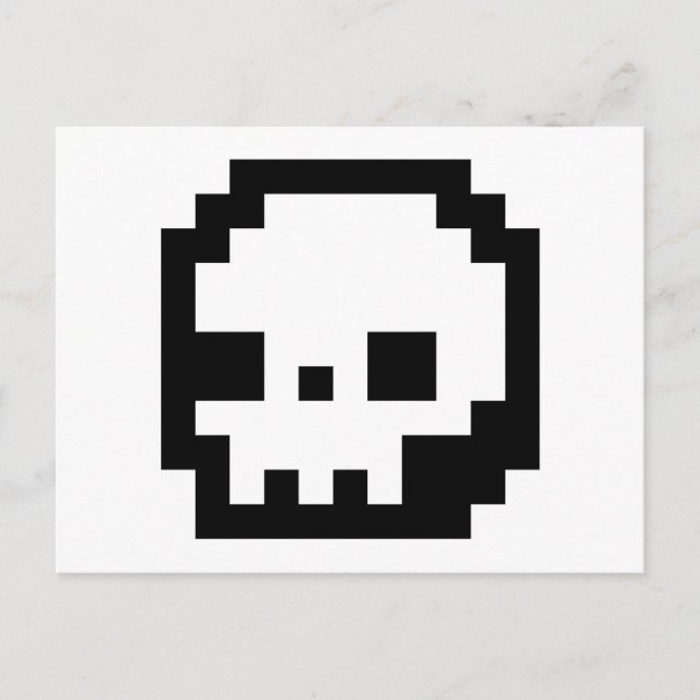 Skull 8-Bit Pixel Art Postcard (Front)