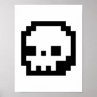 Skull 8-Bit Pixel Art Poster