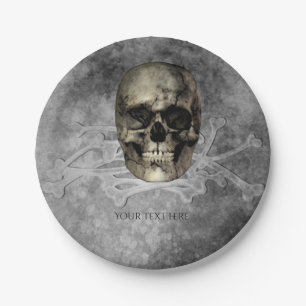 Skull & a pile of Bones Halloween Gothic Party Paper Plate