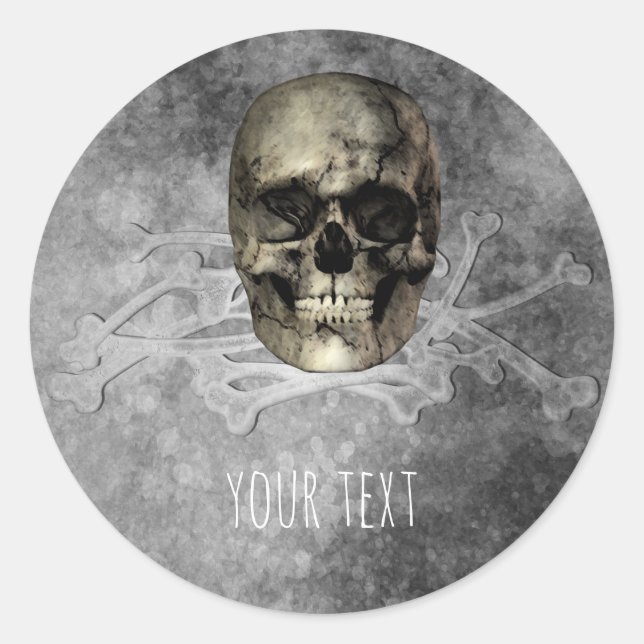 Skull & a pile of Bones Halloween Party Favour Classic Round Sticker (Front)