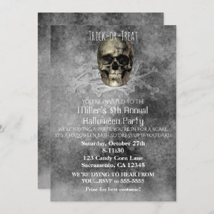 Skull & a pile of Bones Halloween Party Invitation