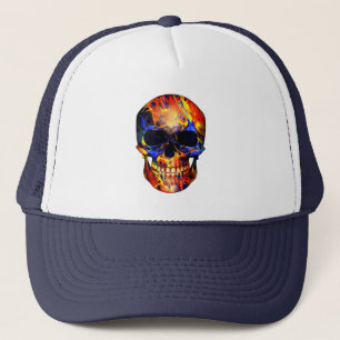 SKULL ABSTRACT NEON PAINT TRUCKER HAT