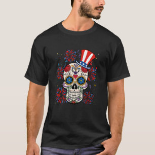 Skull American Flag 4th Of July T-Shirt