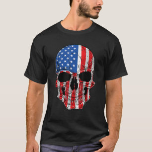 Skull American Flag 4th of July T shirt Men Women 