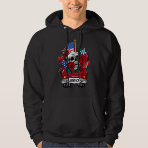 Skull American Flag Glasses Truck Rose Patriotic 4 Hoodie
