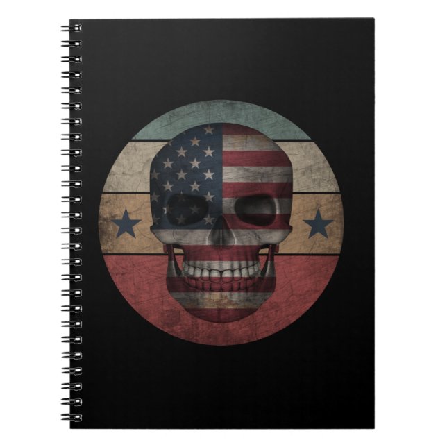 SKULL  AMERICAN FLAG PATRIOTIC GIFT NOTEBOOK (Front)