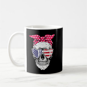 Skull American Flag Sunglasses Independence Day 4t Coffee Mug