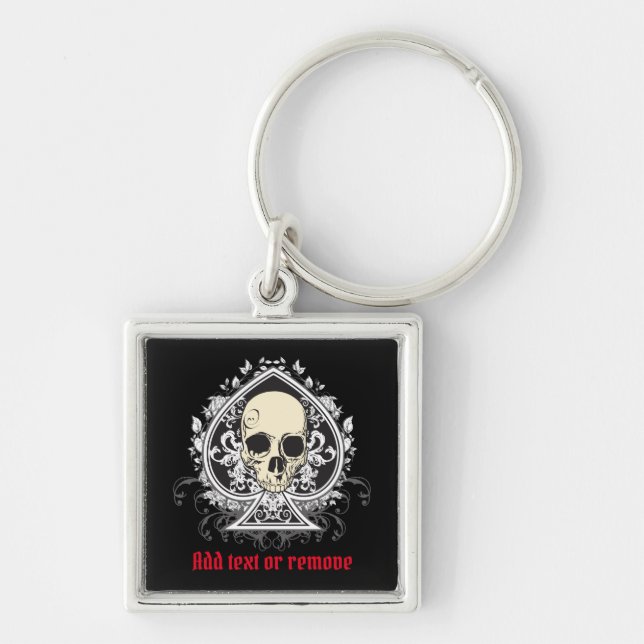 Skull and ace of spades from playing cards, keychain (Front)