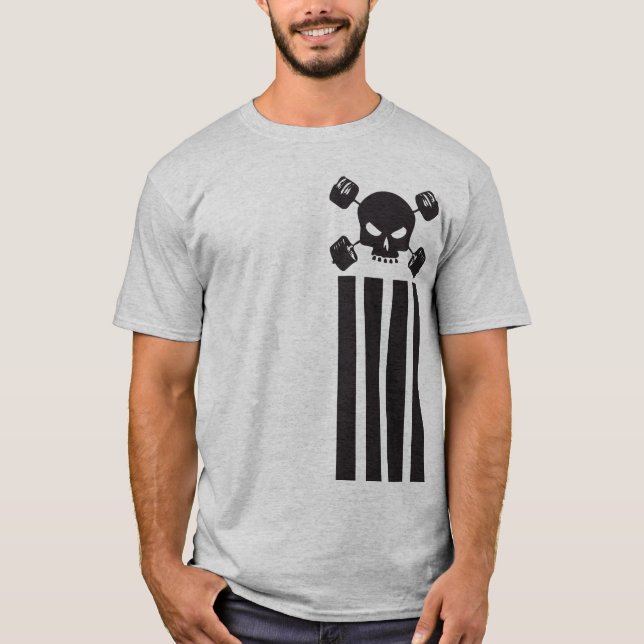 Skull and Barbell Shirt - Vertical Stripes Shirt (Front)