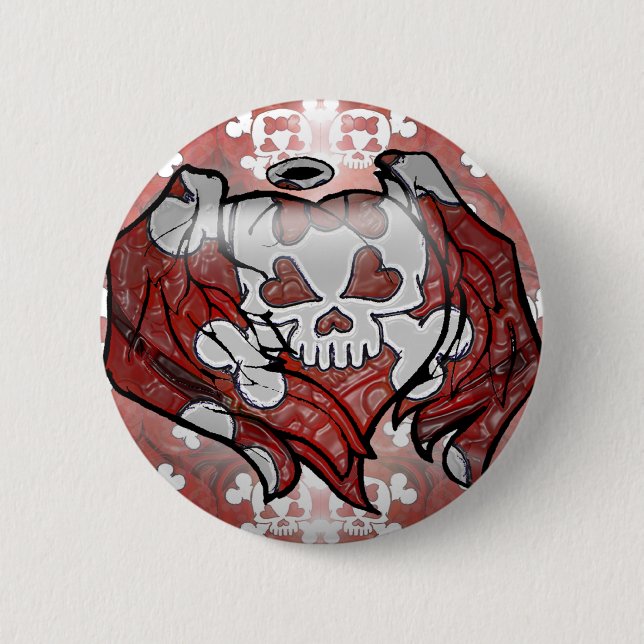 Skull and Bones 2 Inch Round Button (Front)