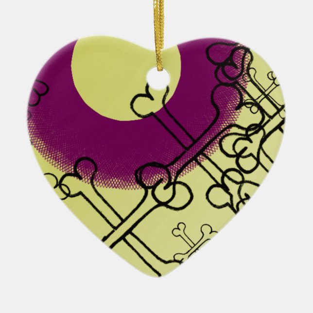 skull and bones gothic purple ceramic ornament (Front)