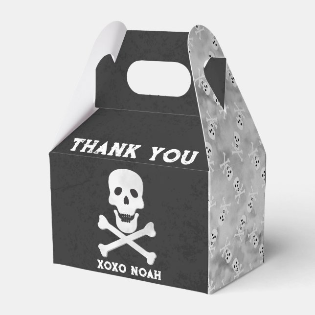 Skull and Bones Halloween Birthday Favour Box (Back Side)