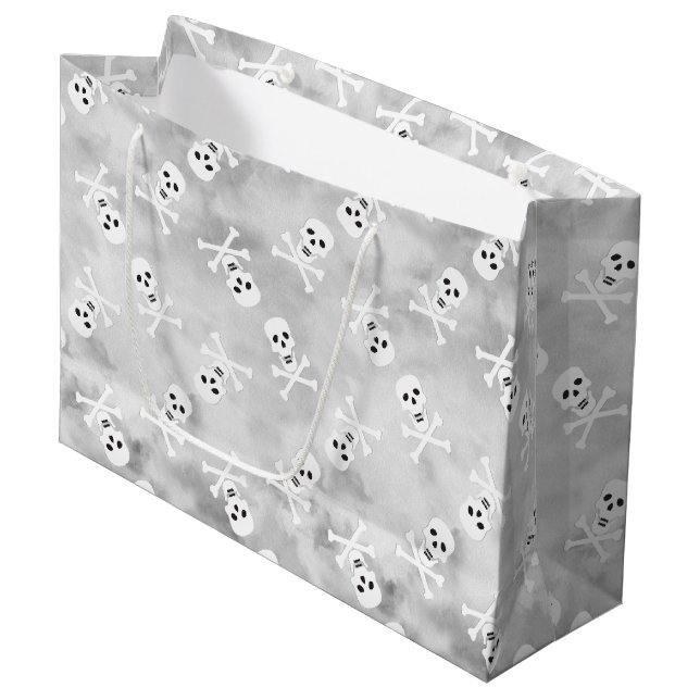 Skull and Bones Halloween Birthday Gift Bag (Front Angled)