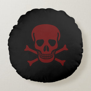 Skull and Bones Round Pillow