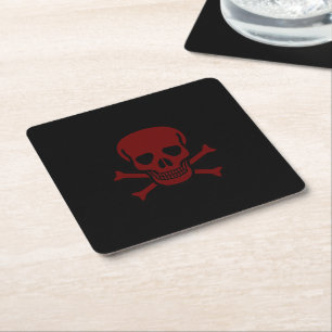 Skull and Bones Square Paper Coaster