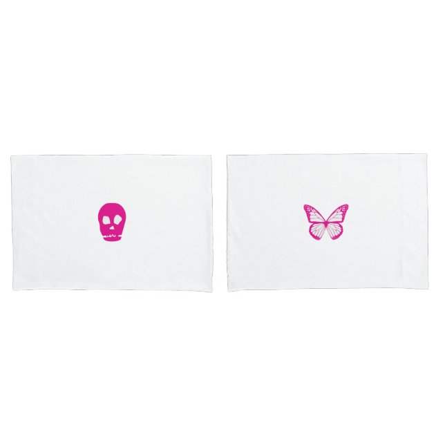 Skull and Butterfly Pillowcases (Front-Set)