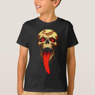 Skull and Chain – Edgy Gothic Red Tongue T-Shirt