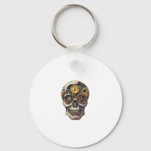 Skull and Clock Timekeeper Keychain