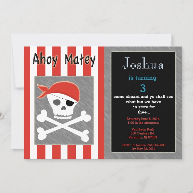 Skull And Cross Bone Birthday Invitation (Front)
