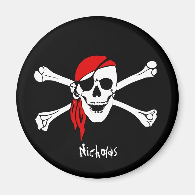 Skull and Cross Bones Pirate Magnet (Front)
