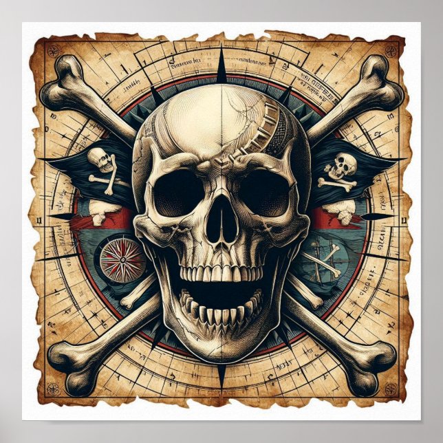 Skull And Cross Bones Sailing Ship 2 Poster (Front)