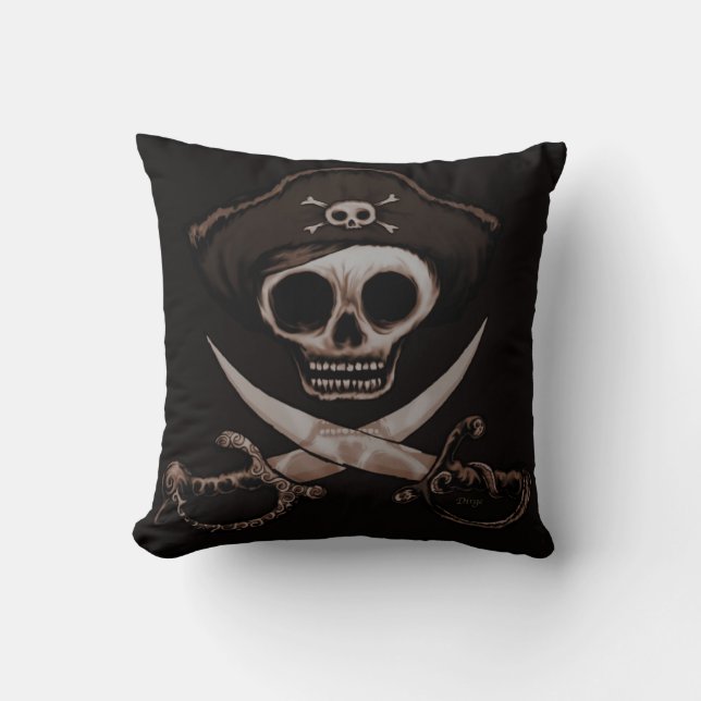 Skull And Cross Swords Throw Pillow (Front)