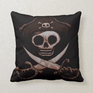 Skull And Cross Swords Throw Pillow