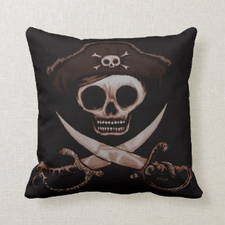 Skull And Cross Swords Throw Pillow
