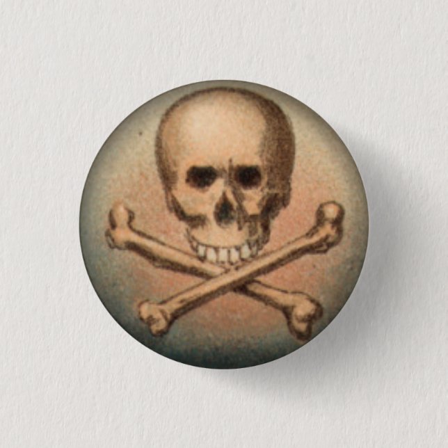 Skull and Crossbones 1 Inch Round Button (Front)