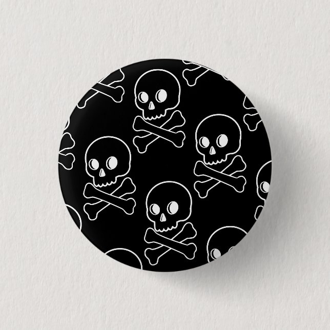 Skull And Crossbones 1 Inch Round Button (Front)