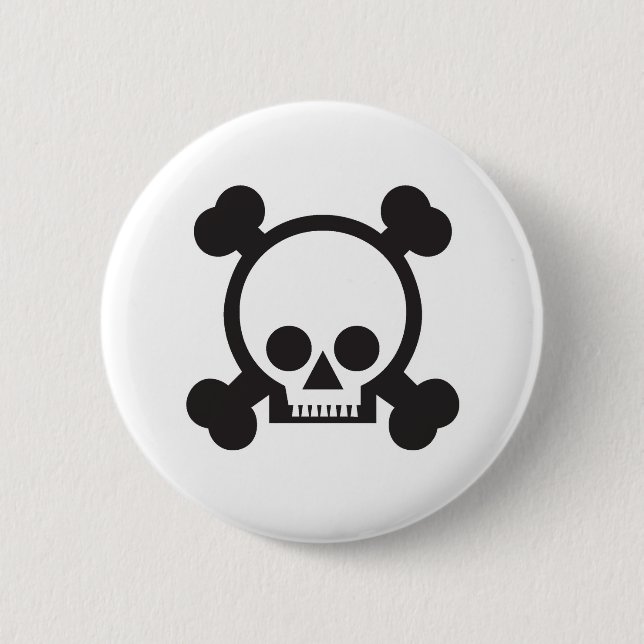 skull and crossbones 2 inch round button (Front)