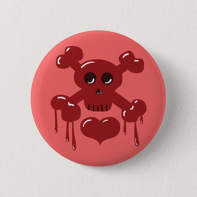 Skull and Crossbones 2 Inch Round Button (Front)