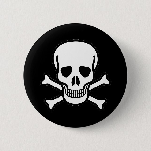 Skull and Crossbones 2 Inch Round Button (Front)