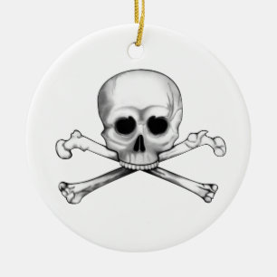 Skull and Crossbones Ceramic Ornament