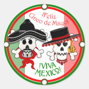 Skull and Crossbones Cinco de Mayo sticker