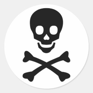 Skull and Crossbones Classic Round Sticker