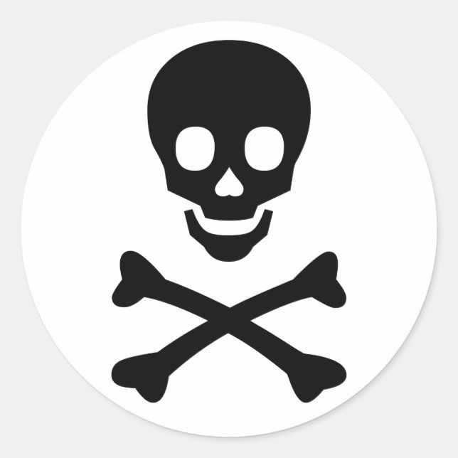 Skull and Crossbones Classic Round Sticker (Front)