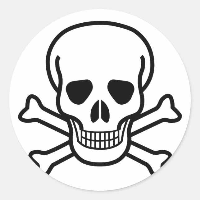Skull and Crossbones Classic Round Sticker (Front)